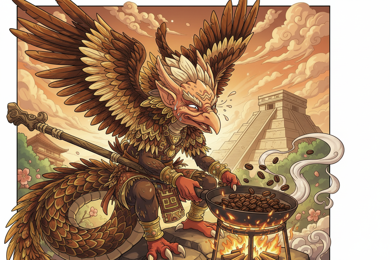 Fusión de Tengu y Quetzalcóatl