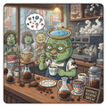 Kappa yokai tasting coffee